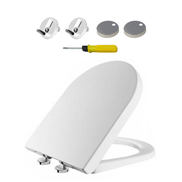 NEW LUXURY BATHROOM SLOW SOFT CLOSE D-SHAPE TOILET SEAT SEATS WC HEAVY DUTY - Image 2