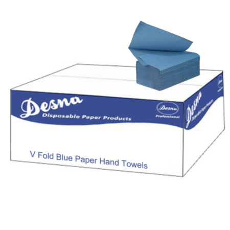 V Fold Hand Towels 1ply Blue - 4500 Pack