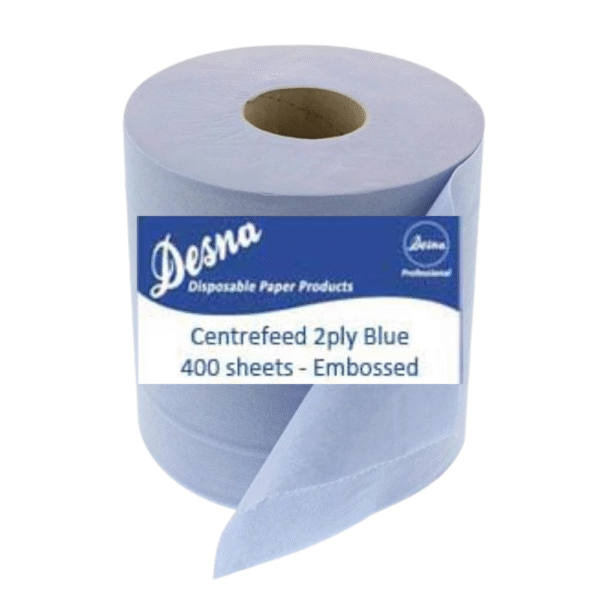 Centrefeed Rolls 2ply 400 Sheet Blue - 1 Pack Embossed
