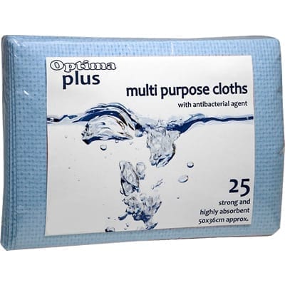 Optima Plus Antibacterial Cloths Blue – 25 Pack