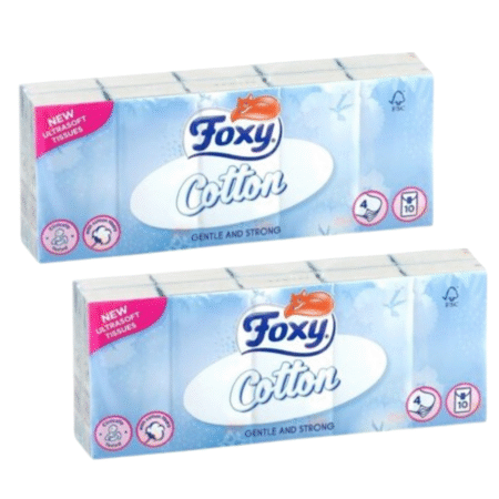 Foxy Cotton Ultrasoft Pocket Tissues 4-Ply - 2 Packs (20 Individual Packs)