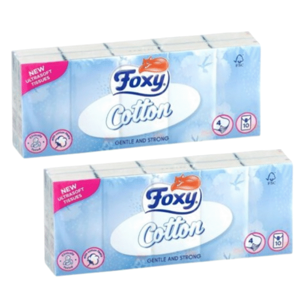 Foxy Cotton Ultrasoft Pocket Tissues 4-Ply - 2 Packs (20 Individual Packs)